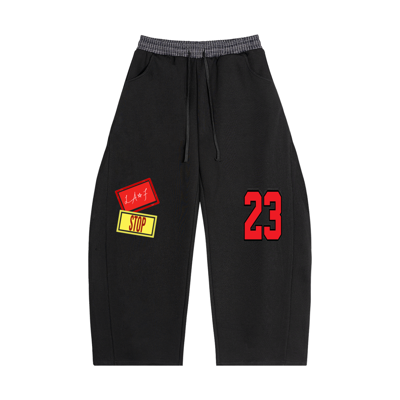 Plaid Waistband Barrel Sweatpants